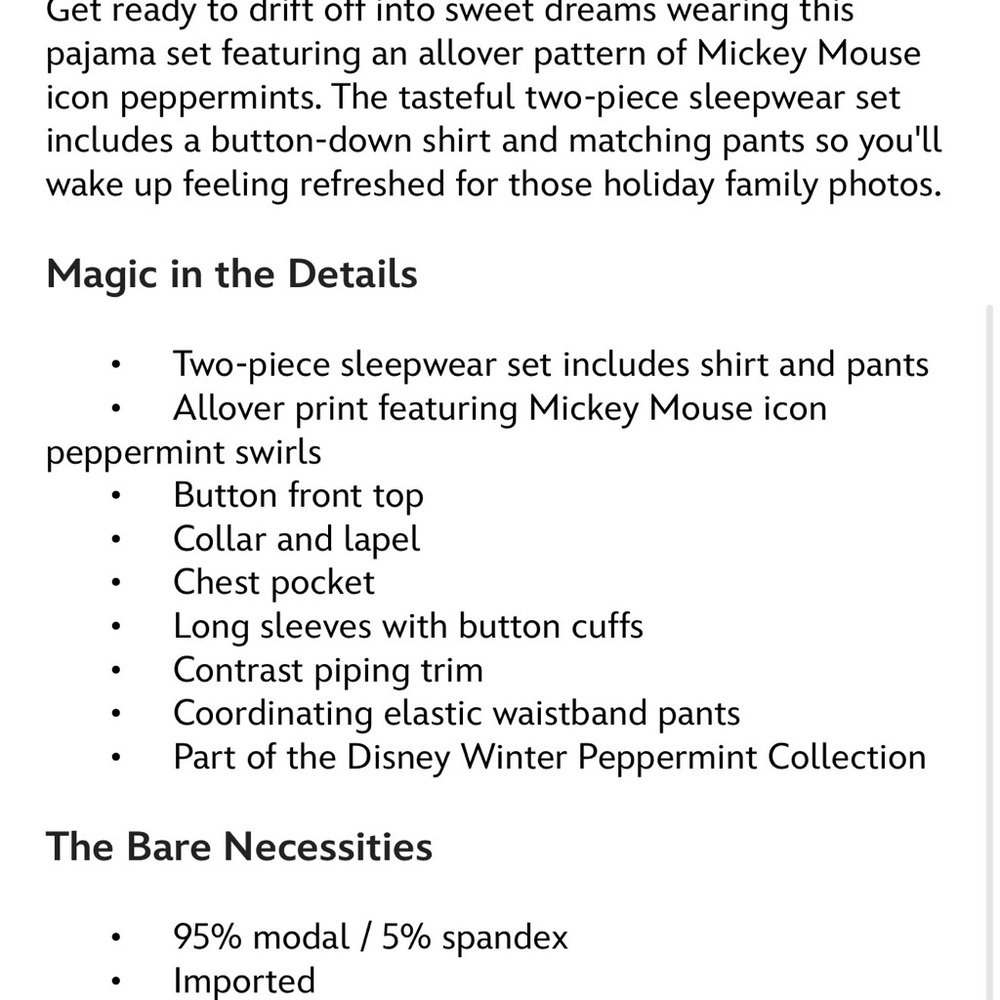 Disney Parks Peppermint Print Pajama Set Women XL Red - Picture 10 of 10
